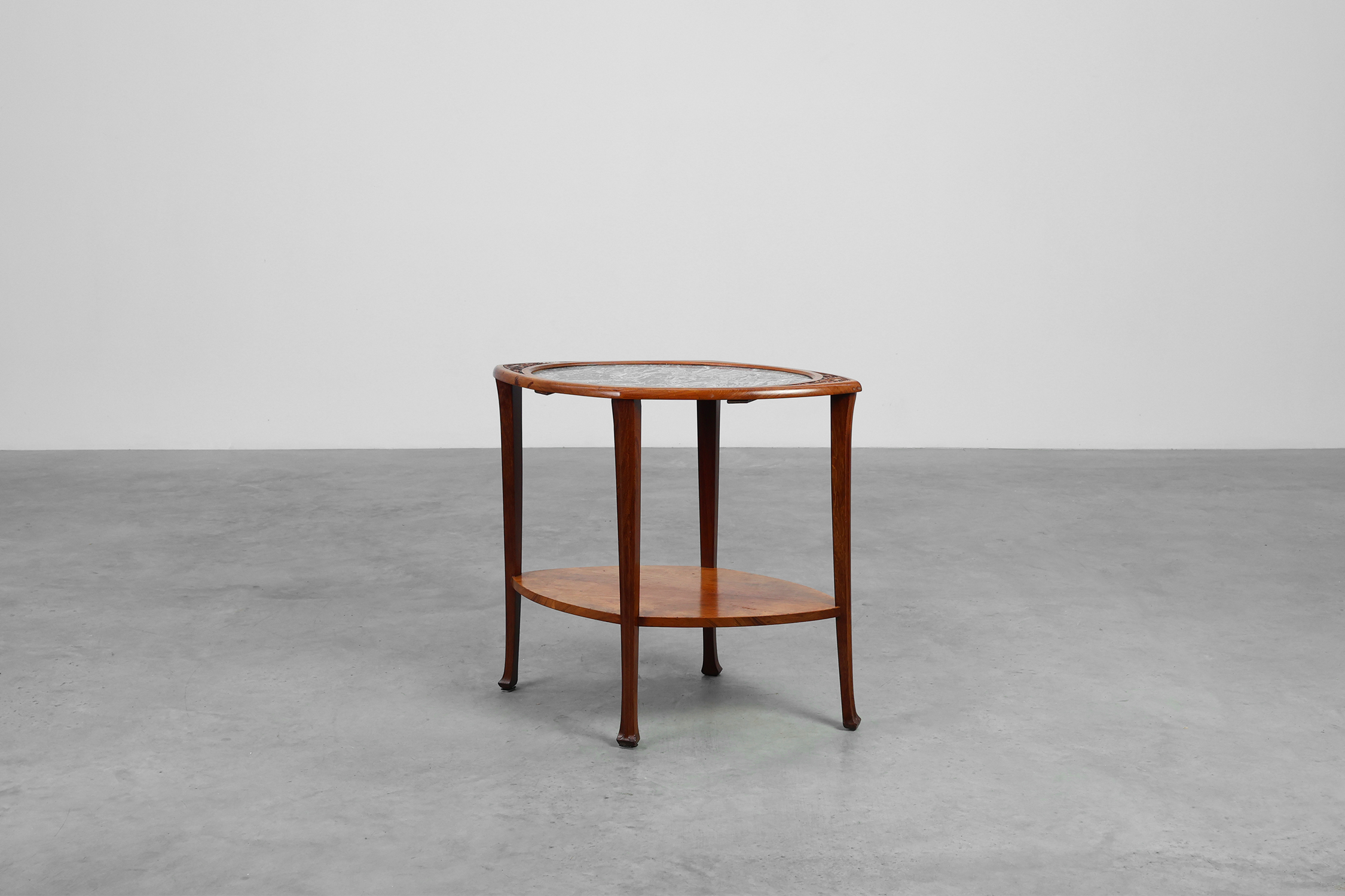 Art Nouveau Side Table in Walnut and Marble, France ca. 1915thumbnail